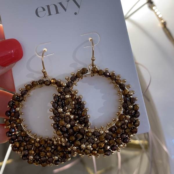 ENVY BRONZE BEADED HOOP EARRINGS
