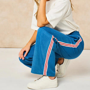 RED STRIPE WIDE LEG JEANS