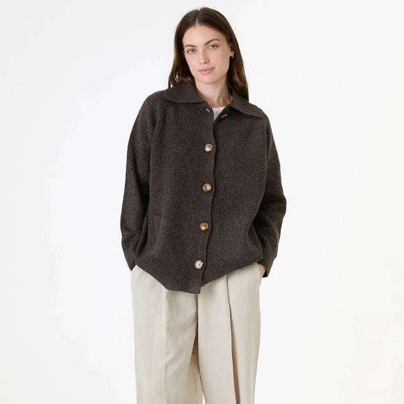 DREAMS FISHERMAN KNITTED JACKET CHOCOLATE
