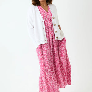 DREAMS TONAL LEOPARD SPOT DRESS PINK