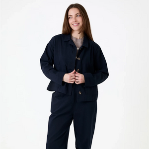 DREAMS BOXY COTTON TWILL JACKET NAVY