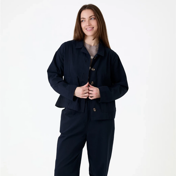 DREAMS BOXY COTTON TWILL JACKET NAVY