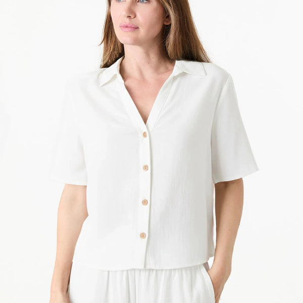 DREAMS LINEN VISCOSE SHORT SLEEVE SHIRT WHITE