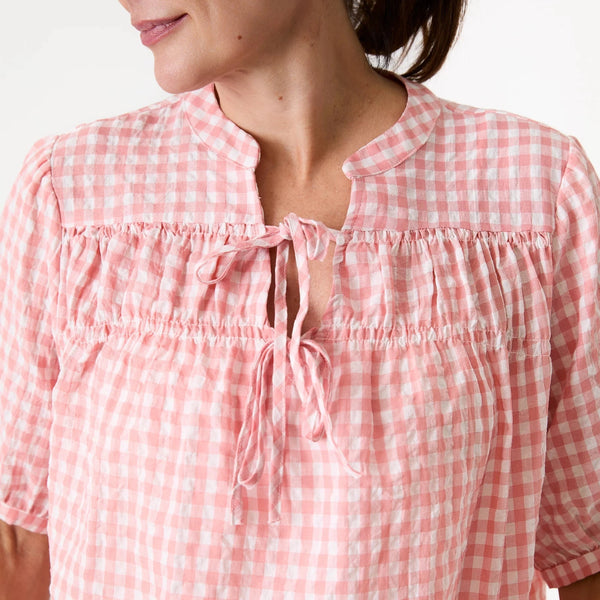 DREAMS GINGHAM BLOUSE PEACH