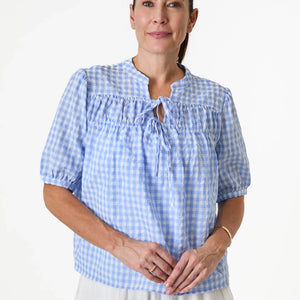 DREAMS GINGHAM BLOUSE BLUE