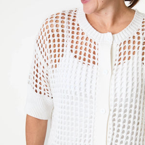 DREAMS OPEN KNIT CARDIGAN WHITE