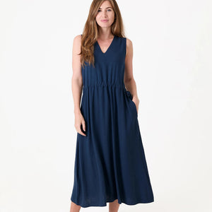 DREAMS TIE SIDE SLEEVELESS LINEN MIX DRESS