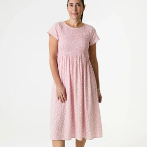 DREAMS SMUDGE SPOT SHIRRED TOP DRESS