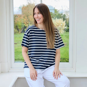 DREAMS COTTON STRIPE T-SHIRT NAVY/WHITE