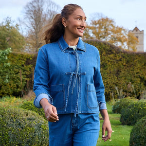 DREAMS BOW FRONT DENIM JACKET IN DENIM