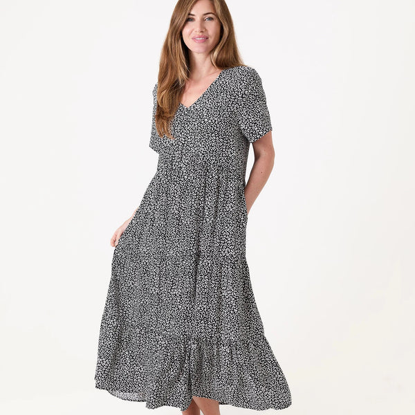 DREAMS MINI LEOPARD DRESS IN BLACK/WHITE