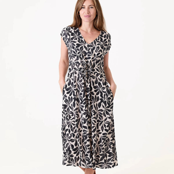 DREAMS MONO FLORAL DRESS BLACK/WHITE