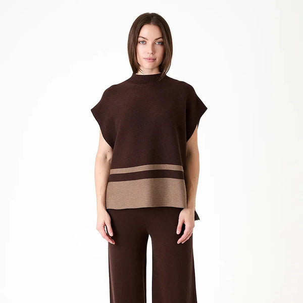 DREAMS COLOUR BLOCK SLEEVELESS KNIT CHOCOLATE