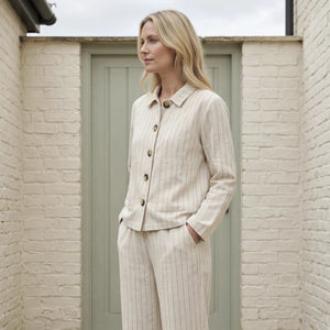DREAMS PINSTRIPE BOXY JACKET NATURAL