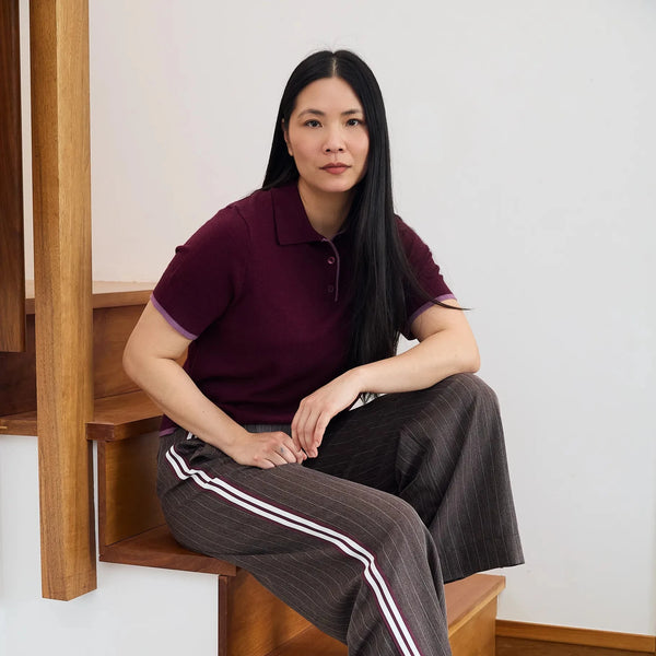 DREAMS SHORT SLEEVE KNITTED POLO SHIRT MERLOT