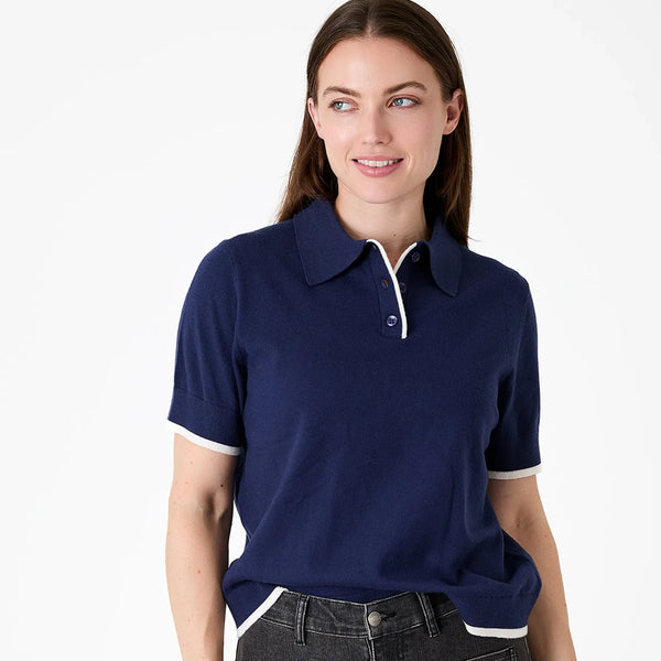 DREAMS SHORT SLEEVE KNITTED POLO SHIRT NAVY