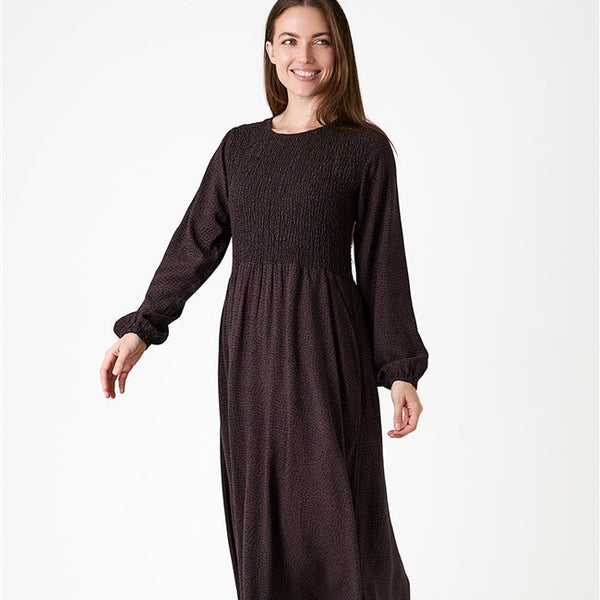DREAMS COBBLED SPOT SHIRRED TOP DRESS