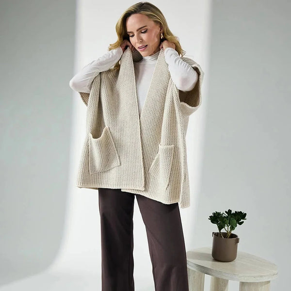 DECK OVERSIZED KNITTED GILET BEIGE