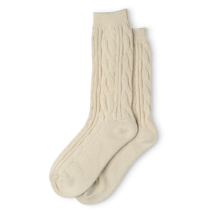 CHALK COSY CABLE KNIT SOCKS CREAM