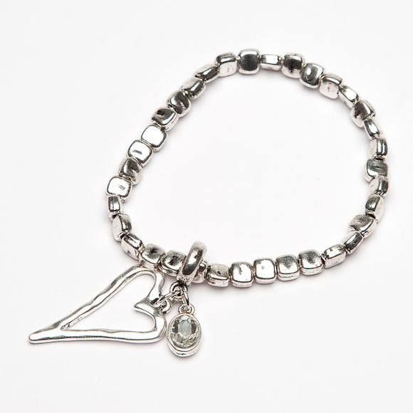 EG SILVER OPEN HEART BRACELET