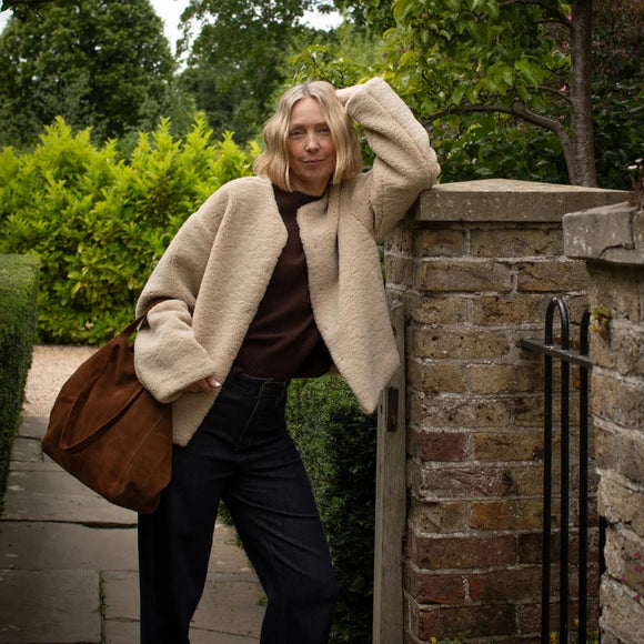 CHALK KATE TEDDY COAT IN OAT