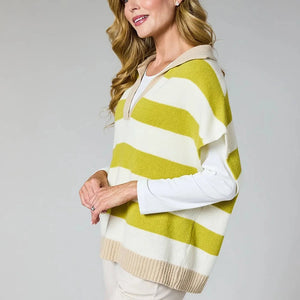 DECK SHORT SLEEVE WOOL MIX STRIPE KNIT