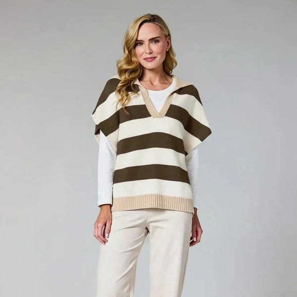 DECK SHORT SLEEVE WOOL MIX STRIPE KNIT