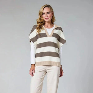 DECK SHORT SLEEVE WOOL MIX STRIPE KNIT