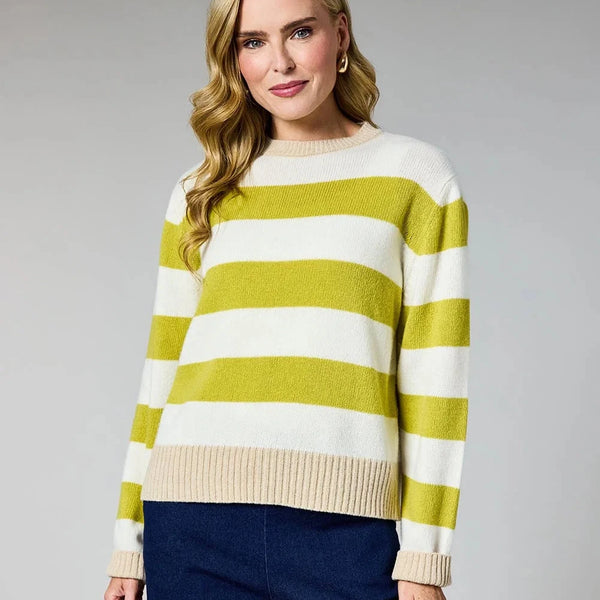 DECK ROUND NECK WOOL MIX STRIPE KNIT