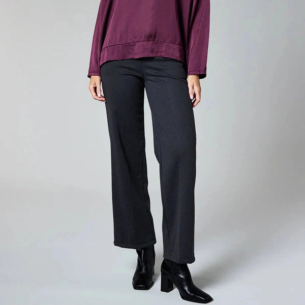 DECK WIDE LEG HERRINGBONE TROUSERS DARK GREY