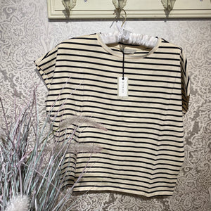 CHALK WEI STRIPE T-SHIRT BLACK/CREAM