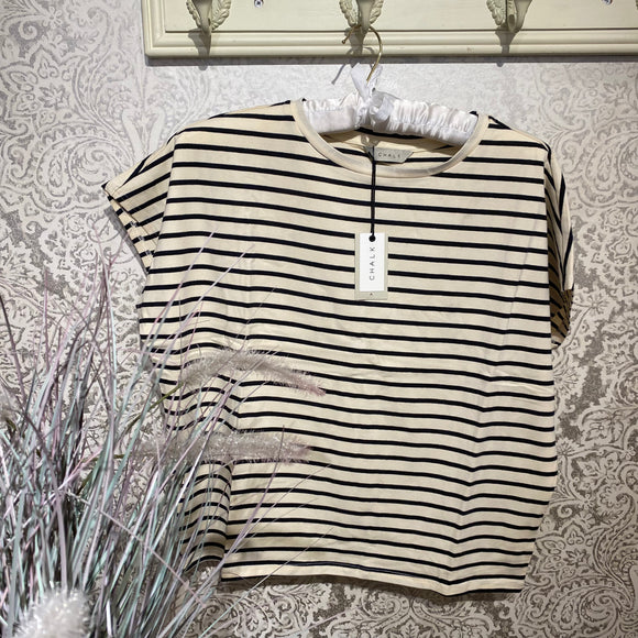 CHALK WEI STRIPE T-SHIRT BLACK/CREAM