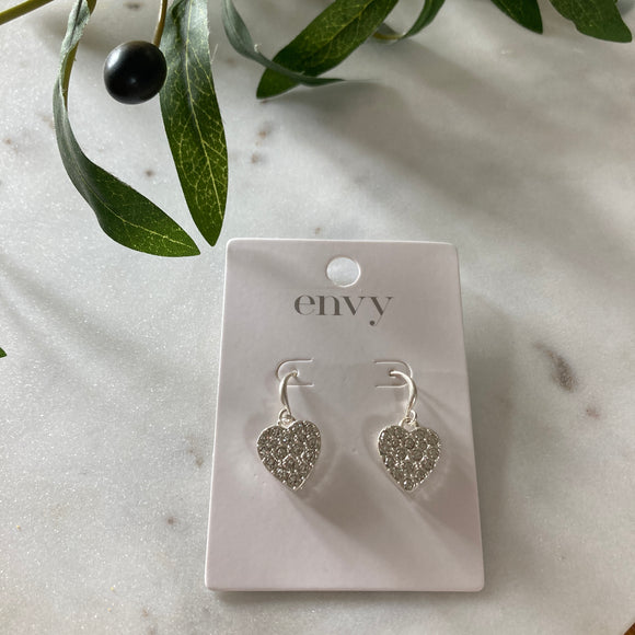 ENVY BLING HEART SILVER EARRINGS