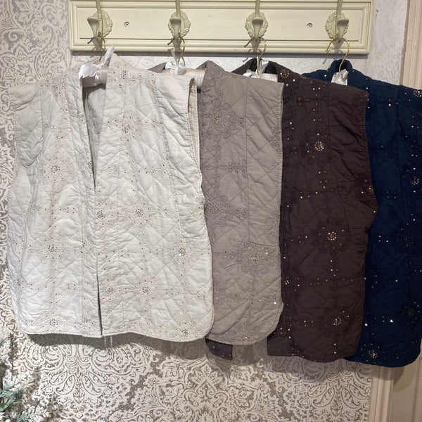 QUILTED SEQUIN GILET