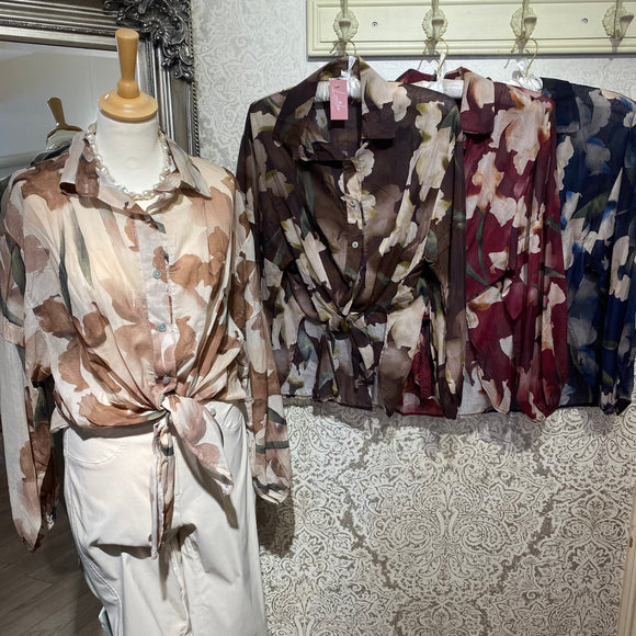 FLO FLORAL TIE FRONT SHIRT