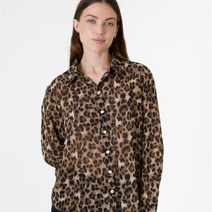 DREAMS LEOPARD PRINT CHIFFON SHIRT MINK