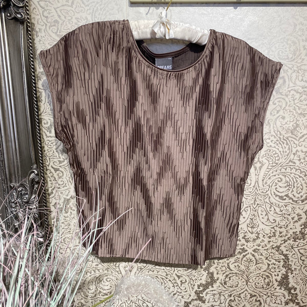 DREAMS CHEVRON PLEAT SATIN TOP MINK