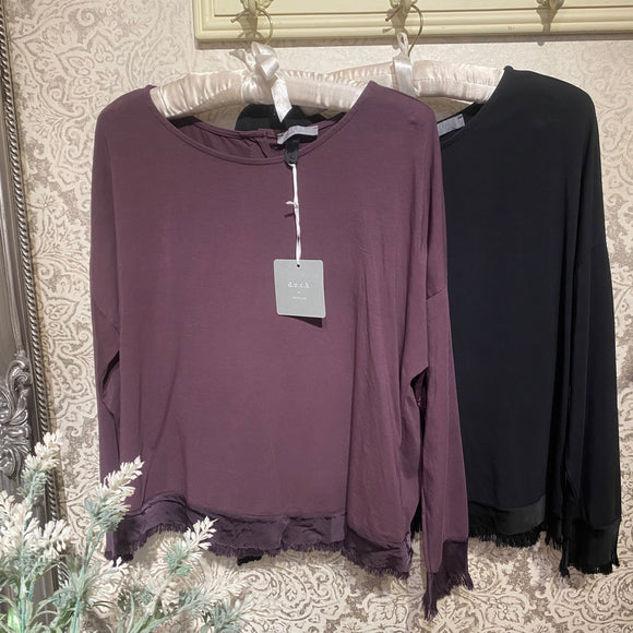 DECK BY DECOLLAGE SATIN TRIM BUTTON BACK TOP