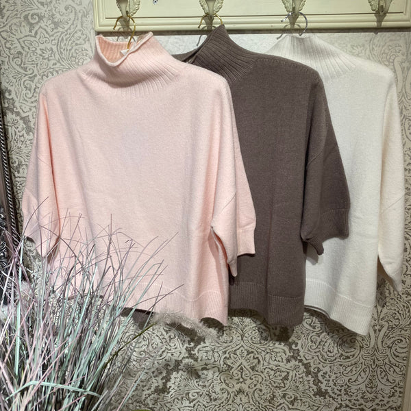 KYLIE SHORT SLEEVE FUNNEL NECK KNIT