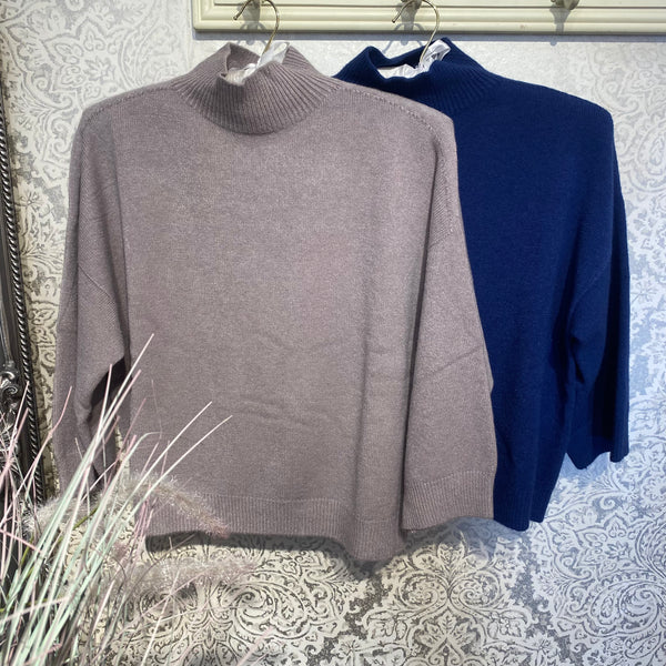 DEE SHORT SLEEVE FUNNEL NECK KNIT