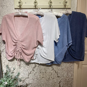 CHEESECLOTH LINEN COTTON DRAWSTRING TOP