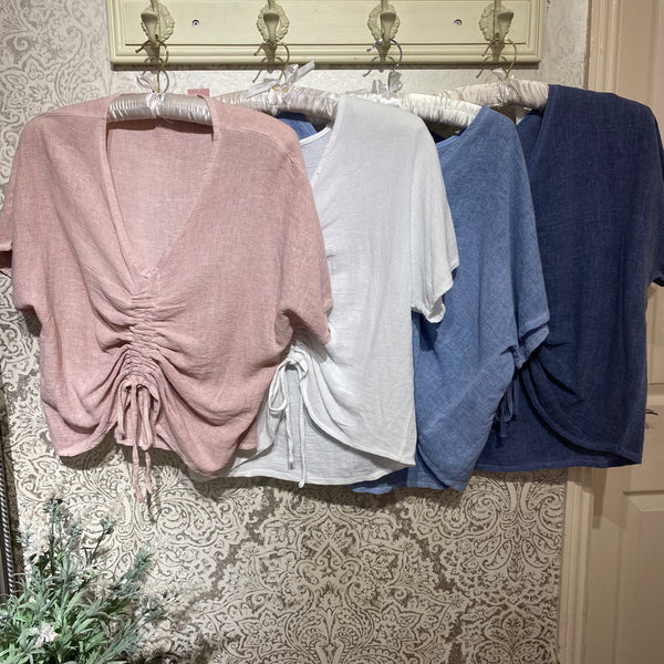 CHEESECLOTH LINEN COTTON DRAWSTRING TOP