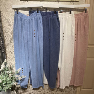 CHEESECLOTH COTTON LINEN BUTTON TROUSERS