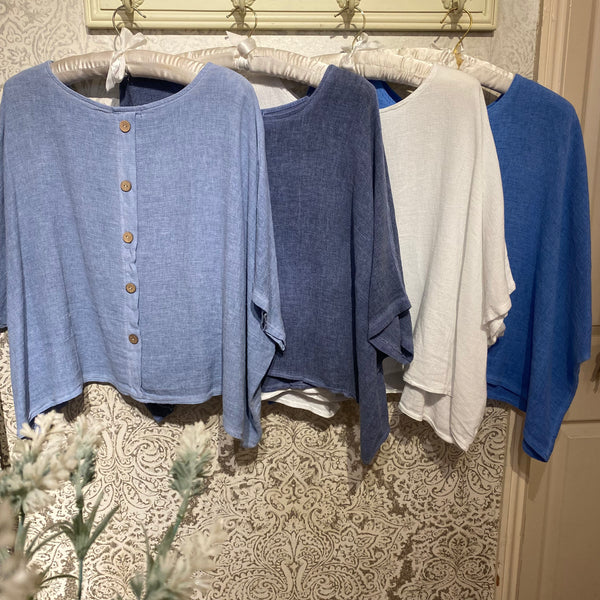 CHEESECLOTH BUTTON BACK SWING TOP
