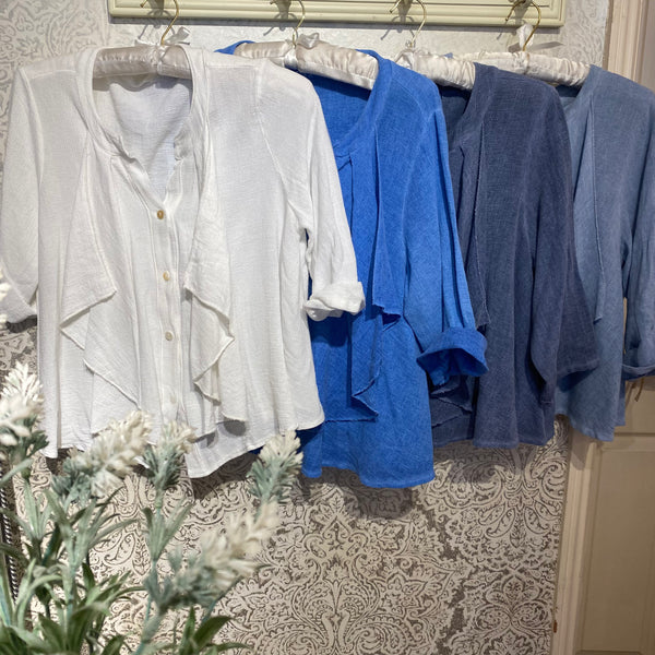 CHEESECLOTH COTTON LINEN FRILL SHIRT