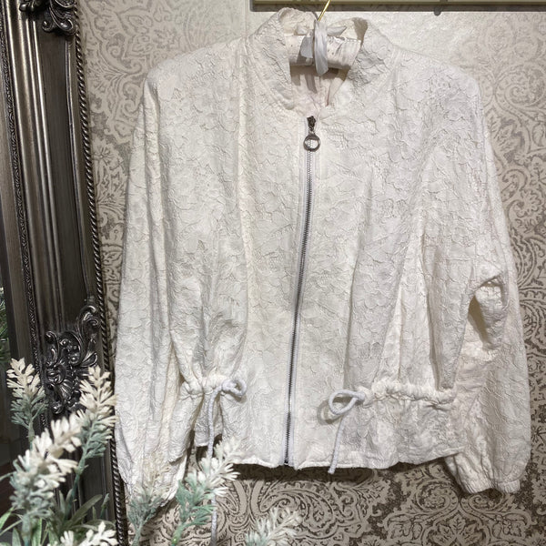 KIRA LACE DRAWSTRING BOMBER JACKET