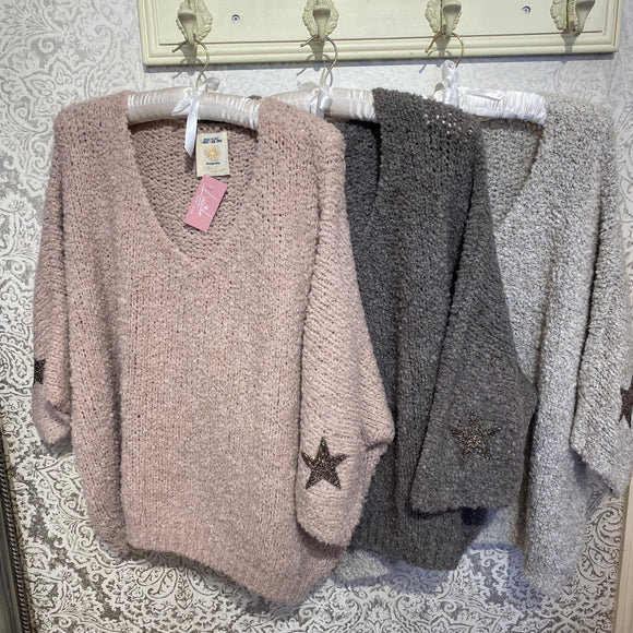 SUPER SOFT GLITTER STAR SWEATER