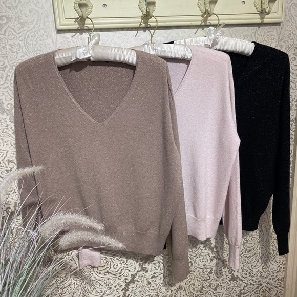 GLORIA GLITTER V-NECK KNIT