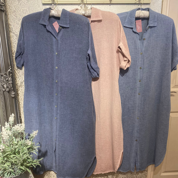 CHEESECLOTH LINEN SHIRT DRESS