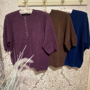 FLOWER BUTTON ALPACA CROP KNIT